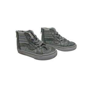 Vans Toddler Silver Glitter High-Top Sneakers W/ Zip Closure 6.5